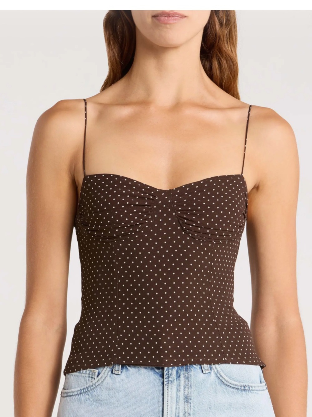 Reformation Danika Crepe Camisole in Pin Dot NWT